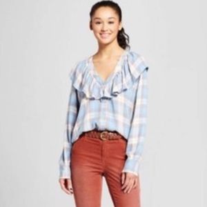 long sleeve ruffle shirt  blouse